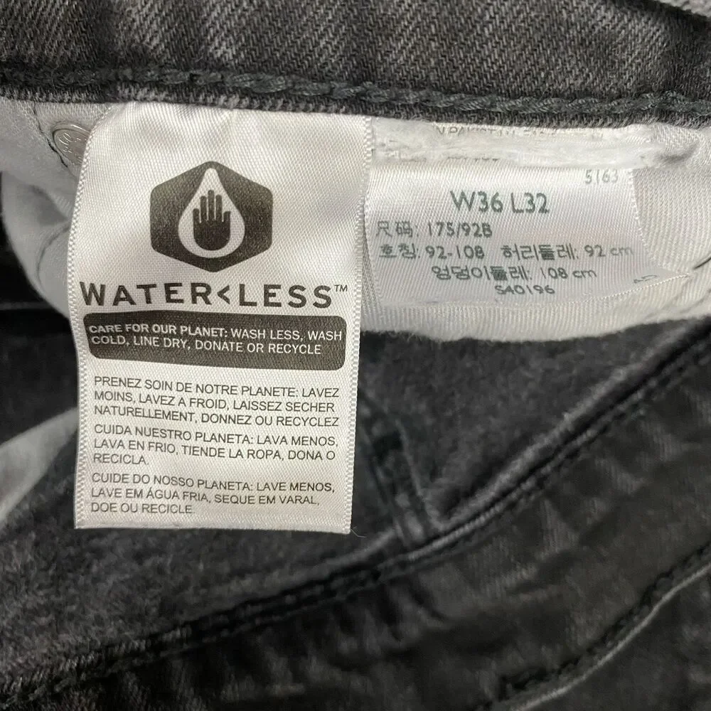 Levis 514 Jeans Mens 36x32 (Fits 36x30) Black Straight Fit Stretch Denim Casual